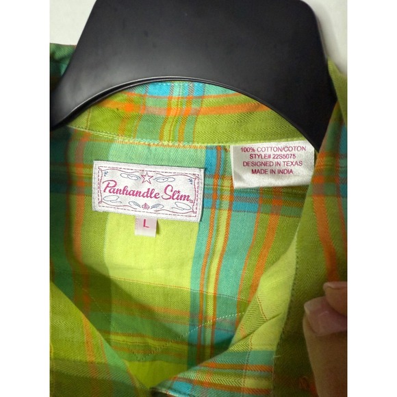 Panhandle Slim Plaid Western Shirt‎ Studded Long Sleeve Womens Large - Picture 3 of 3